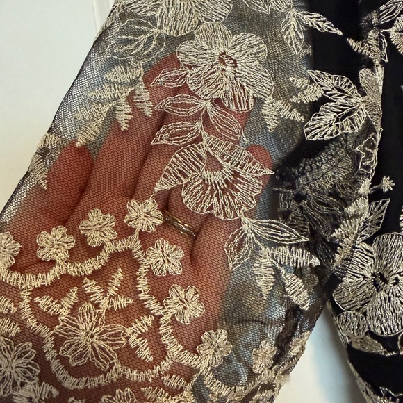 Anthropologie BHLDN Betsy Dress Black Cream Lace Maxi Gown Size 10 - Picture 6 of 15